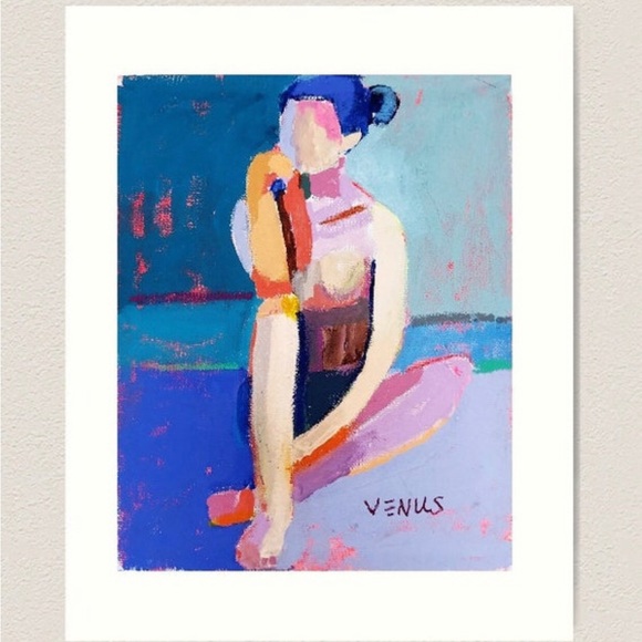 COLORFUL THINKER 8x10 Art Print Abstract Impression Figure Study Portrait Signed - Picture 2 of 3